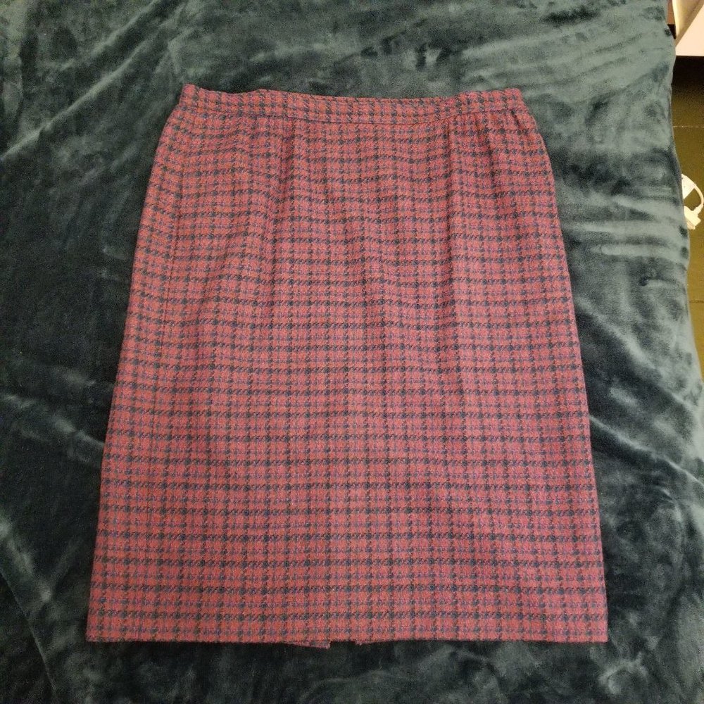 Vintage Pendleton 100% Wool Purple/Blue Plaid Skirt 18W